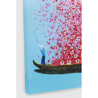 Canvas Picture Flower Boat Blue Pink 30x40cm KARE MIAMI