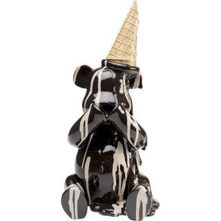 Deco Figurine Sitting Gelato Bear Black 37cm KARE MIAMI