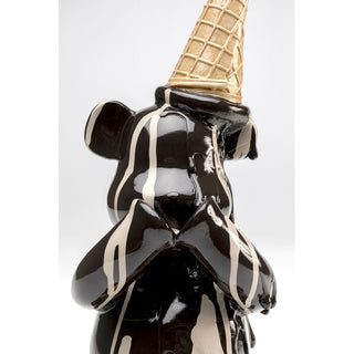 Deco Figurine Sitting Gelato Bear Black 37cm KARE MIAMI