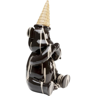 Deco Figurine Sitting Gelato Bear Black 37cm KARE MIAMI