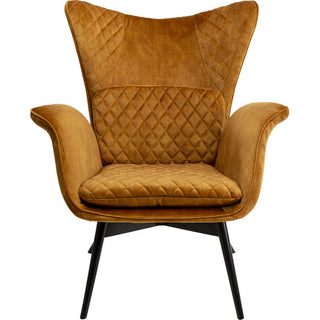 Armchair Tudor Velvet Gold Brown KARE MIAMI