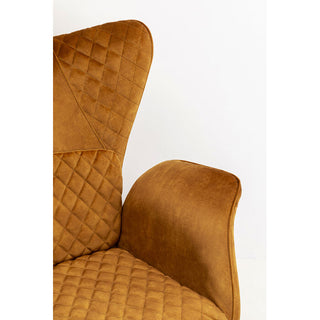 Armchair Tudor Velvet Gold Brown KARE MIAMI