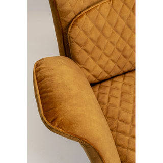 Armchair Tudor Velvet Gold Brown KARE MIAMI