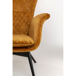 Armchair Tudor Velvet Gold Brown KARE MIAMI