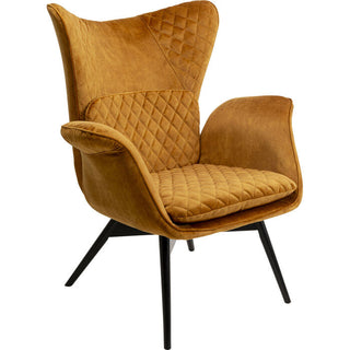Armchair Tudor Velvet Gold Brown KARE MIAMI