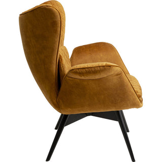 Armchair Tudor Velvet Gold Brown KARE MIAMI