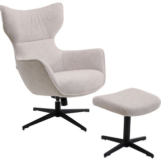 Swivel Armchair + Hocker Jules Beige KARE MIAMI