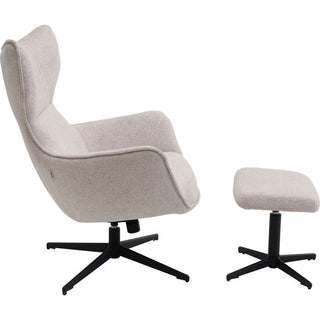 Swivel Armchair + Hocker Jules Beige KARE MIAMI