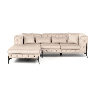 Corner Sofa Bellissima Velvet Taupe Left 180x240cm - DEKOR