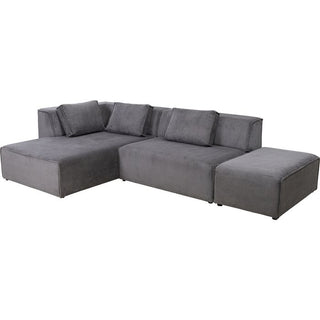 Corner Sofa Infinity Ottomane Cord Grey Left - DEKOR