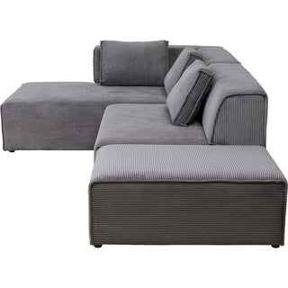 Corner Sofa Infinity Ottomane Cord Grey Left - DEKOR