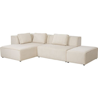 Corner Sofa Infinity Ottomane Cord Creme Left - DEKOR