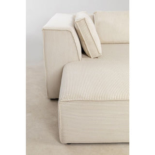 Corner Sofa Infinity Ottomane Cord Creme Left - DEKOR