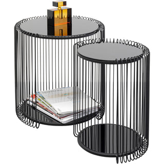 Side Table Wire Cut Out Black Ø45cm (2/Set) - DEKOR