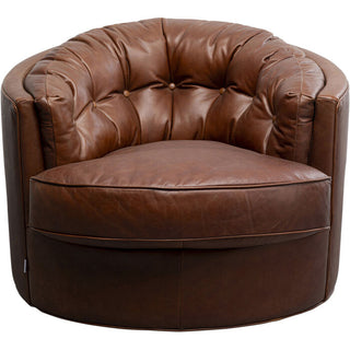 Swivel Armchair Music Hall Leather Brown - DEKOR