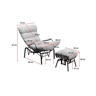Armchair + Stool Vienna Swing Grey KARE MIAMI