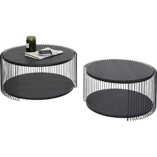 Coffee Table Wire Double Black Wood (2/Set) KARE MIAMI