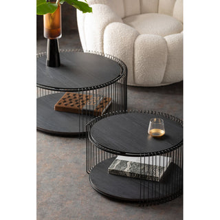 Coffee Table Wire Double Black Wood (2/Set) KARE MIAMI