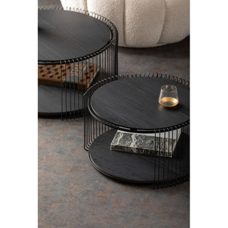 Coffee Table Wire Double Black Wood (2/Set) KARE MIAMI