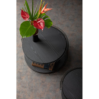 Coffee Table Wire Double Black Wood (2/Set) KARE MIAMI