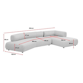Corner Sofa Bow Right Cream KARE MIAMI