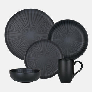 Oxford Contempo, Onyx Stoneware 20 Piece Dinnerware Set, Service for 4 Oxford