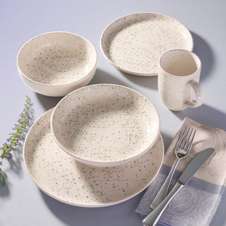 Oxford Contempo, Vanilla Stoneware 20 Piece Dinnerware Set, Service for 4 Oxford
