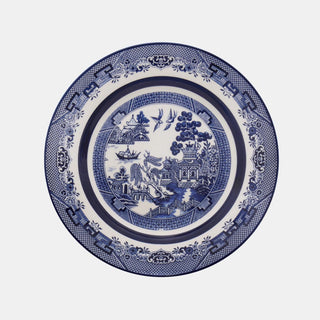 Oxford Flamingo, Blue Willow Porcelain 20 Piece Dinnerware Set, Service for 4 Oxford