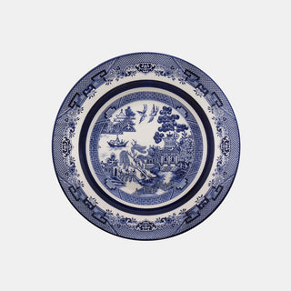 Oxford Flamingo, Blue Willow Porcelain 20 Piece Dinnerware Set, Service for 4 Oxford