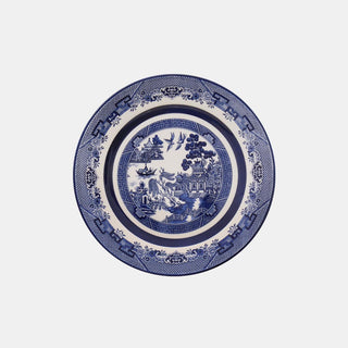 Oxford Flamingo, Blue Willow Porcelain 20 Piece Dinnerware Set, Service for 4 Oxford