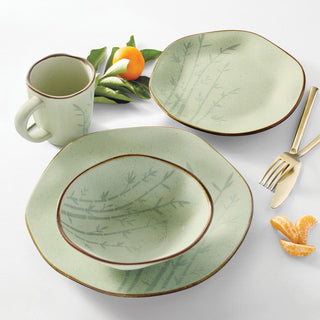 Oxford Ryo, Bamboo Porcelain 16 Piece Dinnerware Set, Service for 4 Oxford
