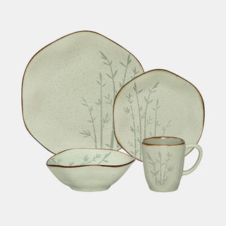 Oxford Ryo, Bamboo Porcelain 16 Piece Dinnerware Set, Service for 4 Oxford