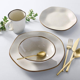 Oxford Ryo, Sandbar Porcelain 16 Piece Dinnerware Set, Service for 4 Oxford