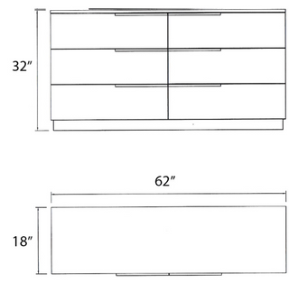 Damien Double Dresser Whiteline
