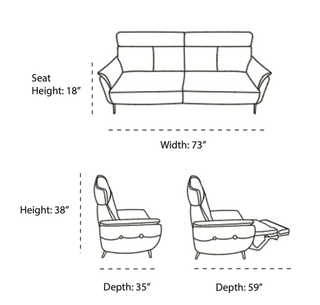 Beverly Recliner Sofa Whiteline