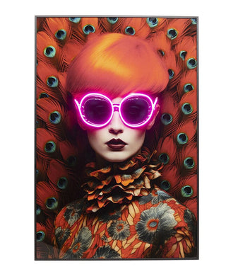 Framed Picture LED Fancy Red Lady 120x80cm - DEKOR