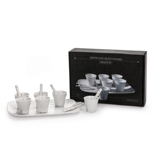 Estetico Quotidiano Coffee set of 6 Cups + 1 Tray SELETTI