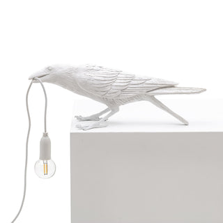Bird Lamp White Playing OUTDOOR DEKOR