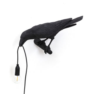 Bird Lamp Black Looking Left OUTDOOR DEKOR
