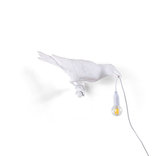 Bird Lamp White Looking Right OUTDOOR DEKOR