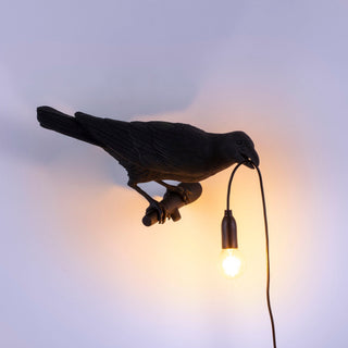 Bird Lamp Black Looking Right OUTDOOR DEKOR