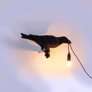 Bird Lamp Black Looking Right OUTDOOR DEKOR