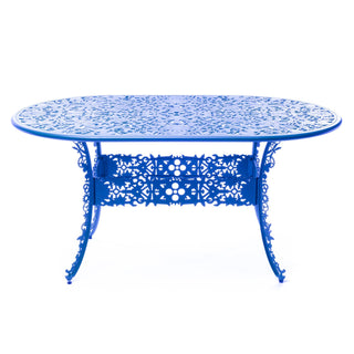Industry Collection ALUMINIUM OVAL TABLE - SKY BLUE DEKOR