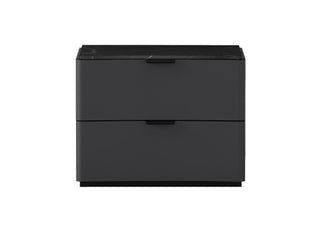 Maximo nightstand in sleek black finish, featuring two spacious drawers for optimal bedroom organization.