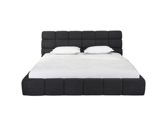 Oween King Bed with structured upholstered headboard and premium finish, dimensions W85" D97" H39".