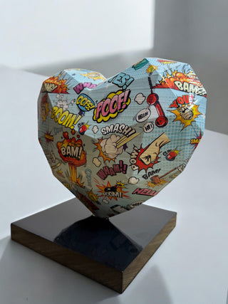 CORAZÓN POP ART AZUL (LARGE) (Hydro Dipping) - DEKOR