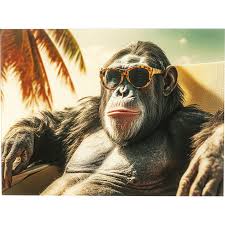 Glass Picture Holiday Monkey 80x60cm KARE MIAMI