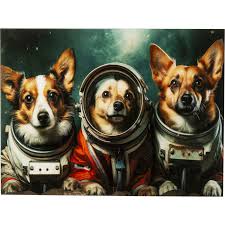 Glass Picture Astronauts Dogs 80x60cm KARE MIAMI
