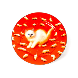 Porcelain Plate Kitten Gold Border SELETTI