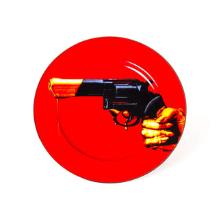 Porcelain Plate Revolver Gold Border DEKOR